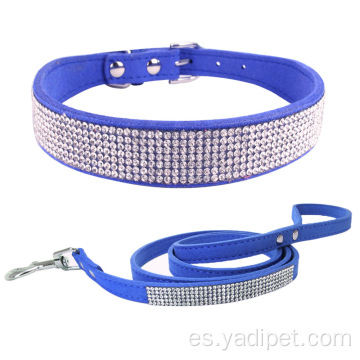 collar de perro de mascota suave de diamante de lujo a juego